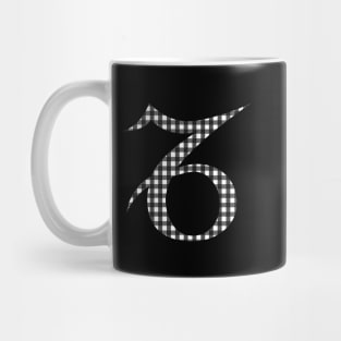 Capricorn Zodiac Horoscope Symbol in Black and White Gingham Pattern Mug